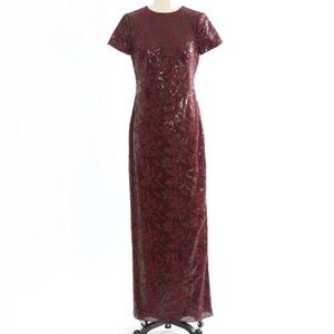 NWT Lauren Ralph Lauren sequin Burgundy maxi dress gown Sz. 6 $310